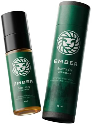 MANEFORGE Ember Bartöl für Männer – 30 ml – Natürlich mit Arganöl Mandelöl & Avocadoöl – Gegen Trockenheit Juckreiz & Schuppen – Warmer holziger Duft – Vegan – Ohne Silikone & Parabene