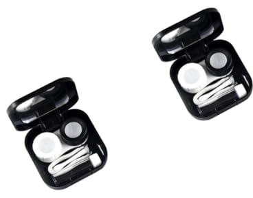 PACKOVE 2pcs Travel Mini Case Portable Storage Box Mirror for Eye Contacts Lenses Black