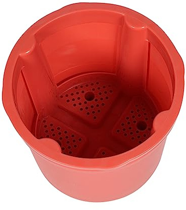 TOYANDONA Pot de Culture pour Pommes de Terre Jardin Extérieur, Seau de Plantation en Plastique Solide 30l, Pot Rond Brique Double Couche Rainures Antitassement pour Racines, Kit Jardinage