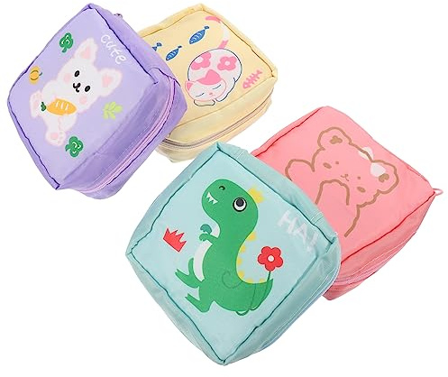 BESTYASH 4 Piezas Bolsa De Cosméticos Para Niña Dibujos Animados Incluidas Bolsa Para Tampones y Compresas Para Cosméticos Para Usar Dormitorio o Baño