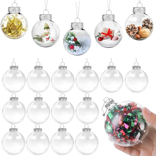 WJXKAZYX 20 Stück Christbaumkugeln Durchsichtig 6cm Weihnachtskugeln Plastik Durchsichtig,Weihnachtskugeln befüllbar,Leere christbaumkugeln