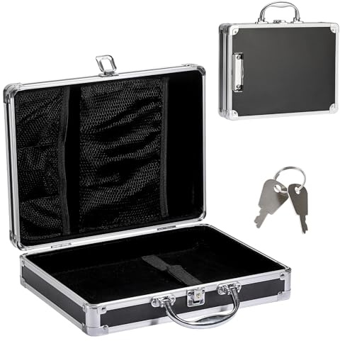 OGANAZI Alu Aktenkoffer Abschließbare A4 Dokumentenbox mit Schlüssel Silber | Dokumentenkoffer Tragbare Handkoffer Wasserdicht Metallkoffer Büro Businesskoffer für Papier, Zeitschriften 32x24x7,5cm