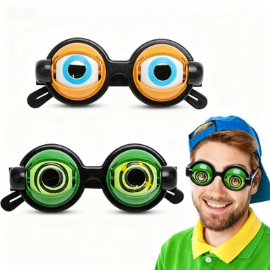LOLANIUT 2pcs Lustige Augenbewegung Lustige Brillen Erwachsene, Lustige Brille mit Mundgesteuerter Augenmechanik, Spaßbrille, Partybrille Geeignet für Karneval, Geburtstagsfeier, Weihnachten Usw
