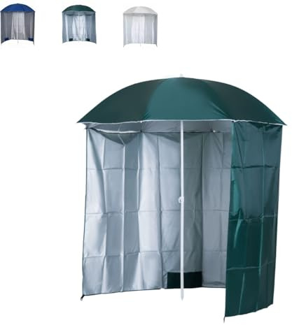 Ombrellone da spiaggia con parete laterale, portatile, impermeabile, protezione UV, tenda da pesca e patio (beige), grande parasole per attività all'aperto