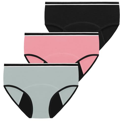 Adiwo Periodenunterschwäsche Starke Blutung 60ML, Perioden Unterwäsche Frauen & Mädchen, Unterhosen Damen Starke Blutung, Weich Bequem Menstruationsunterwäsche, Lecksicher Slip perioden(3er Pack)