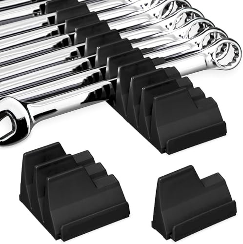 Magnetic Wrench Organizer Rack for 40 Spanners Wall Mount Storage Black | Holds Up to 40 Wrenches, Magnetic Storage Rack, Wall Mount or Drawer Use, Quick Tool Access, Durable Construction