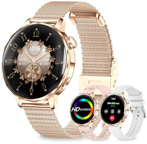 fitonyo Smart Watches for Women,1.27 High Clear 3D Curved Smart Watch Bluetooth Calls,HR/Steps/Calories/BP/Sleep Monitor,120+ Sports IP68 Activity Tracker for Android&iOS Rose gold