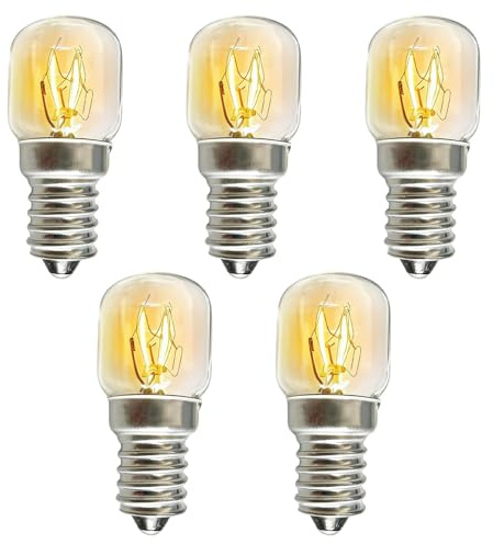 Volink 5 Pack E14 25W Oven Light Bulb Warm White 2700K, T22 Salt Lamp Bulb Small Edison Screw Pygmy Bulbs 300 Degree Heat Resistant AC 220-240V for Himalayan Salt Lamps Microwave Fridge Lava Lamp