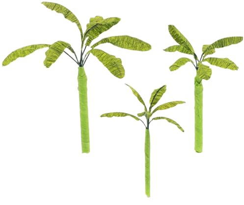 JOINPAYA Mini Bananiers Artificiels Lot de 3 Tailles 5-7-9 CM pour Maquette Architecturale et Paysage Décoratif