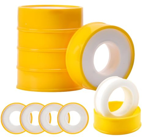 Aragon Flow 10 Stück Teflonband für Gas und Wasserleitung, PTFE Dichtband 12mm x 12m Rolle, Gewindedichtband für Sanitär Heizung Kalt Warmwasser Installation, Temperaturbereich -60°C bis 240°C, Weiß