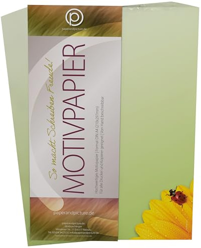 Tier und Natur Motivpapier Glückskäfer, 50 Blatt Briefpapier DIN A4, 90g/qm
