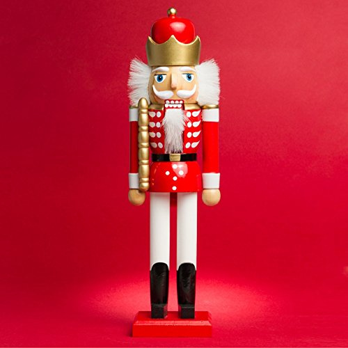 SIKORA NK-A Deko Nussknacker Figur aus Holz Verschiedene Motive 2 Größen, Farbe/Modell:A02 rot - König, Größe:Höhe ca. 38.5 cm