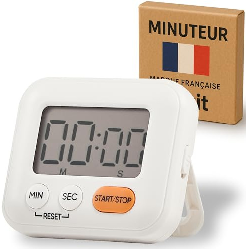 Minuteur de Cuisine [Marque Francaise] Blanc - Idéal pour la Cuisine et la Pâtisserie