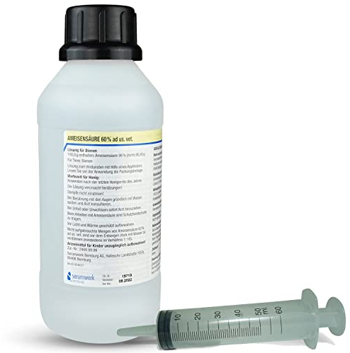 APIFORMES Set: Ameisensäure 60 für Bienen 1 l von Serumwerk Bernburg Dosierspritze - Varroa Bekämpfung - Bienenzubehör - Imkereibedarf - Tierzubehör