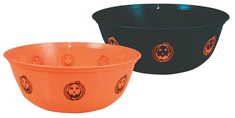 P'tit Clown - 95541 - Saladier Halloween - Diamètre 29 cm - Couleur Aléatoire (Orange ou Noir) - Parfait pour Récolte de Bonbons et Décoration de Fêtes à Thème Effrayantes