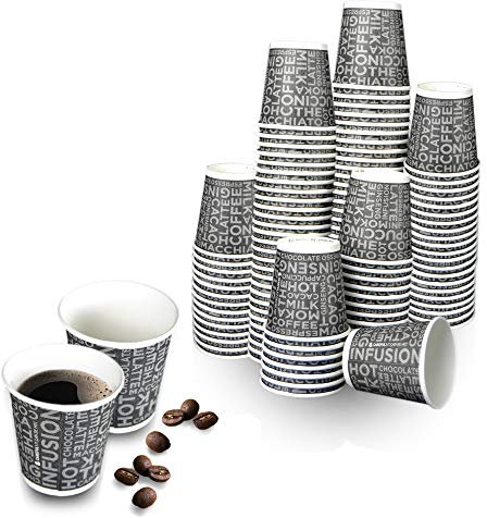 IMBALLAGGI PZ 200 Bicchiere Carta Nero Decorato per Caffe' CL 8 (3 OZ) Coffee And Hot Drinks