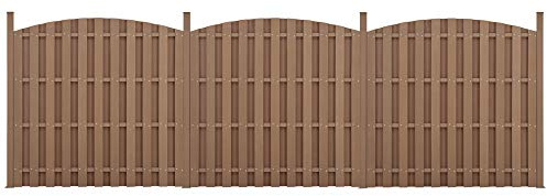 neu.holz WPC Gartenzaun mit Rundbogen und Pfosten 185x562cm Braun Sichtschutz Windschutz Lamellenzaun Zaun