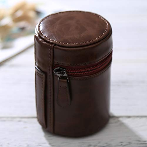 ZZjingli Accessories Kleine Objektivtasche mit Reißverschluss PU-Leder-Beutel-Kasten for DSLR-Kamera-Objektiv, Größe: 11x8x8cm (schwarz) (Kaffee) (Brown) (Farbe : Coffee)
