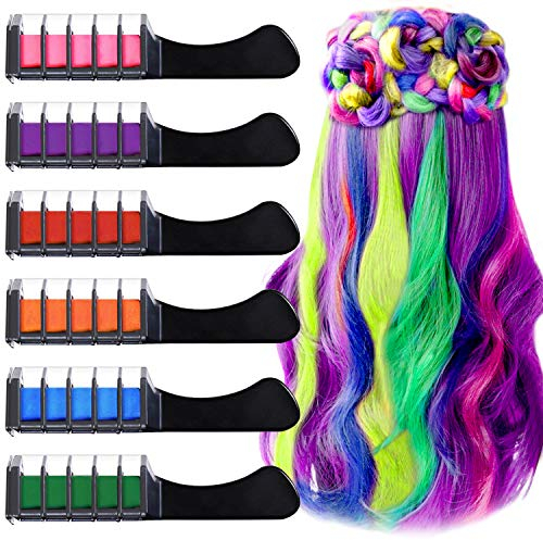 EBANKU 6 Stück Haarfarbe kamm mit Deckel, Haarkreide Kamm Auswaschbar Temporär Haarfarbe ungiftig Haarfärbemittel Kreide Kamm für Kinder Party, Cosplay, Christmas, Karneval, Weihnachten (Schwarz)