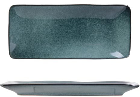 HOME DECO FACTORY - KA3877 - Coupelle Rectangle 10x22 cm Grès du Temps Bleu Art de la Table Service Saladier