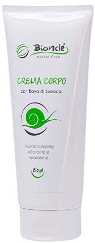 Crema Corpo Bava di Lumaca Bionclé, Crema Corpo Idratante, BIOLOGICA CERTIFICATA Nichel Free/TESTED, Effetto Pelle Levigata- 200 ML