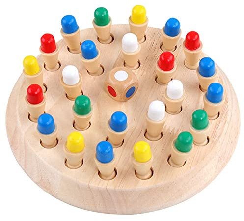 EACHHAHA Montessori Spielzeug ab 4 Jahre, Gedächtnis Schach lernspielzeug,Brettspiel aus Holz,Memory Spiel,Verbessert das Gedächtnis und die Farbwahrnehmung,Geburtstagsgeschenke für Kinder