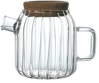 Jarras Jarra de vidrio de borosilicato con tapa de vidrio de vidrio de corcho resistente al calor con mango Tetera de calefacción de estufa de cerámica eléctrica Hervidores ( Size : 1050ML )