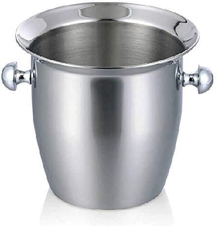 Seau a Glace Vintage pour Bouteille Seau de Glace en Acier Inoxydable, Seau de Champagne Portable de barware avec Pince à Boisson à la Bois (Size : 5.6l)