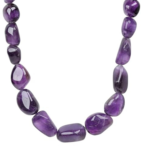 ELEDORO echter Amethyst Halskette Collier für Damen aus Silber 925 Trommelstein lila 45cm lang