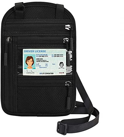 DONGKER Brustbeutel mit RFID-Schutz, Wasserdicht Herren/Damen Brusttasche, Reise Umhängebeutel Tasche mit Verstellbarem Halsriemen für Smartphone und Reise Dokumente