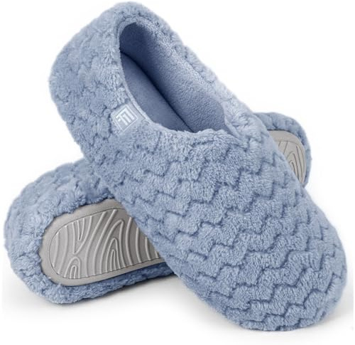 FamilyFairy Women's Slippers Memory Foam Ladies Cosy Non Slip House Shoes | Sherpa Lining, Lightweight, Soft Insole, Non-Slip Outsole, Home, Coral Fleece Upper, Enough Elasticity, Indoor, Bedroom, Gift