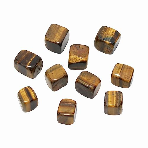 Nvzi fyrkantig tumlad polerad naturlig Tigers Eye Crystal, Kristaller och Healing Stones Kvartsbulk för Wicca, Reiki, Healing Energy, Chakra Stones, Witchcraft Supplies (10st)