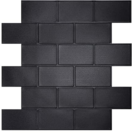 WoStick Peel and Stick Wall Tiles (10-Sheets), 1.6mm Thickness Self Adhesive Wall Tiles, Matte Black Tile Stickers Backsplash for Kitchen Bathroom Home Decoration