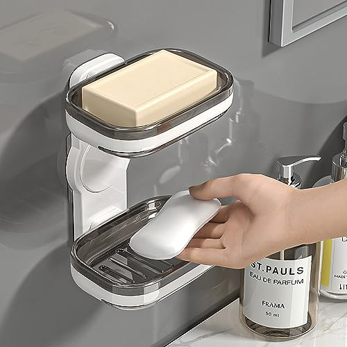 Portasapone per doccia, porta sapone a barra con due modalità, porta sapone da parete per doccia, doppio strato per bagno e cucina