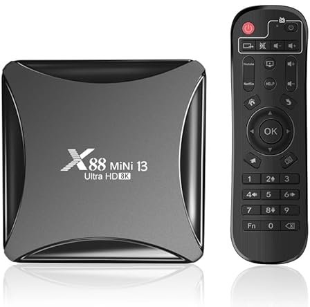 CHROX Android 13.0 TV Box, X88 Mini 13 4GB RAM 64GB ROM BT5.0 Compatible con Dual WiFi 2.4G/5.8G, 1000M Ethemet, 4K/8K Ultra HD Android Box, con Cable HD Y Control Remoto,2gb+16gb