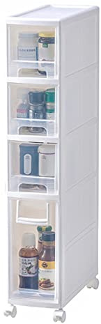 KUMIAO Narrow Slim Rolling Storage Cart - Organize Small Spaces with 3 Tier Drawers - White Plastic Storage Cabinet Beside Fridge - Ideal Kitchen & Bathroom Solution!