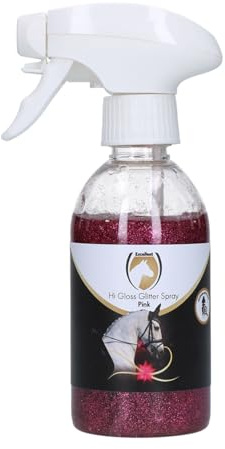 Holland Animal Care Excellent Hi Gloss Spray Pailleté - 250 ML - Spray pour crinière de Cheval - Joli Effet pailleté - Spray pour la Queue - Spray Brillance pour Cheval - Convient aux Chevaux - Rose