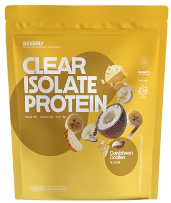 Beverly Clear Isolate Protein | Proteína de aislado de suero clear whey | 500 g | 25 g proteína por ración | Afrutada, Refrescante | Mix Sabor Piña, Coco, Plátano (Caribbean cooler)