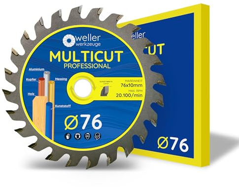 WELLERWERKZEUGE I Profi MULTICUT Sågblad 76 x 10 mm 24 tänder för trä plast aluminium lämplig för batteri cirkelsåg skärsåg 12 V 10,8 V