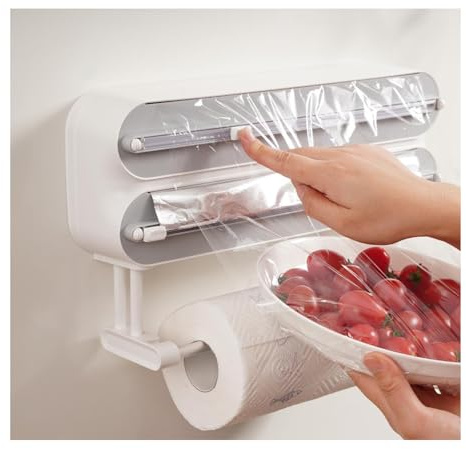 3-in-1-Folienschneider aus Aluminiumfolie – Wandmontage, Papierhandtuch- und Kunststofffolienspender, passend für Rollen mit einem Durchmesser von ≤ 7,6 cm und einer Länge von ≤ 30,5 cm