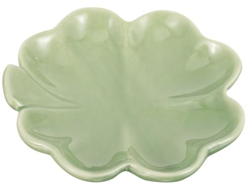 Ciieeo Porte-Bague Plateau À Bijoux En Céramique St. Plat À Bibelots En Porcelaine En Forme De Quatre Feuilles Organisateur Décoratif Pour Bracelet Boucle D'oreille Collier Assiette À