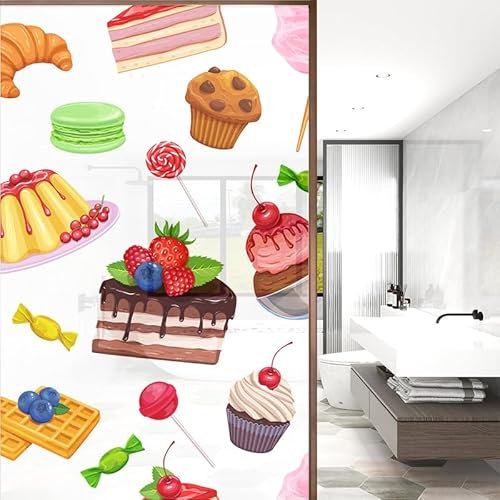 Sichtschutzfolie 3D Fensterfolie Glasdekorfolie PVC für Badezimmer Kinderzimmer Küche,Schlafzimmer Wohnzimmer Esszimmer Büro Hotels Klassenzimmer 44.5x300 cm Nachtisch