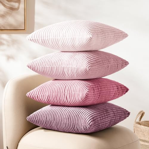 Softalker Kissenbezug rosa lila 40x40 4er Set Cord flauschig Sofakissen Couchkissen Dekokissen Kissenhüllen Kissenbezüge Pink Deko Sofa Wohnzimmer Mädchenzimmer Geburtstag Party Hotel Restaurant Bar
