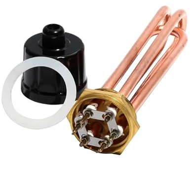 FULIMEI Thermoplongeur tubulaire 2 pouces/DN50, 10mm de diamètre, 110V/220V/380V, élément chauffant électrique tout en cuivre, 3kw/4,5 kw/6kw/9kw/12kw (Size : 380V, Color : 3KW 195mm DN50)