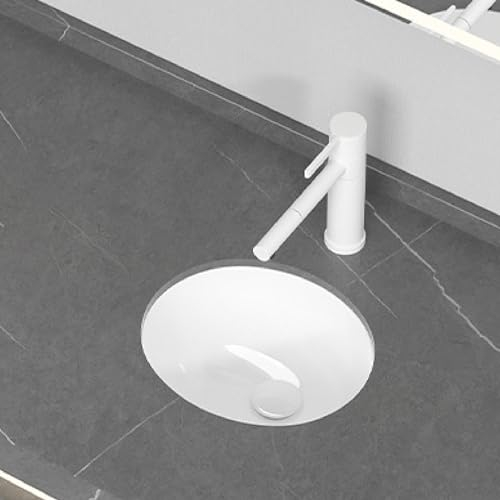 WYRMB Badezimmer-Waschbecken, Kratzfest, Unterbau-Waschbecken, ovales Waschbecken, modernes, einfaches Waschbecken, kleine Wohnungen, Zuhause, Hotel, Restaurant (weiß, 33,5 x 29