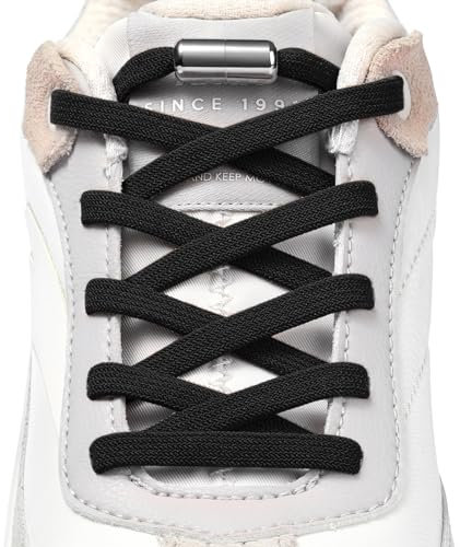 Handshop 2 Paia Lacci Elastici per Scarpe per Bambini e Adulti, No Tie Lacci Piatti da Ginnastica, Scarpe da Corsa, Scarpe Sportive Nero 125cm