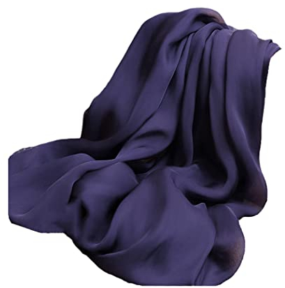 KJSHXYG 100% echter Seidenschal, Damen, Dunkelblau, Natur-Chiffon-Schal, Seide, solide Tücher für Damen (Orange 180~65cm)
