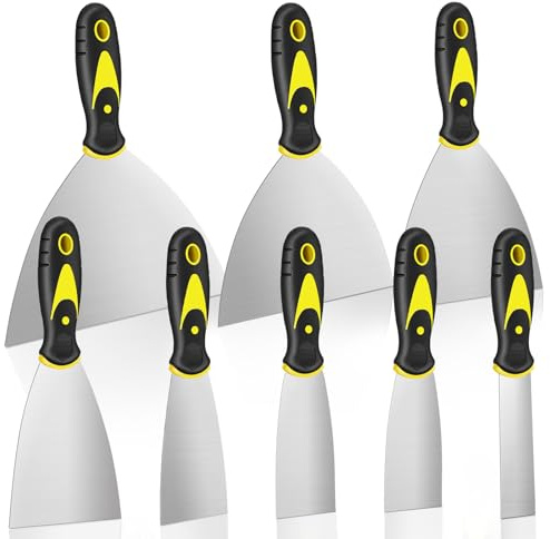 AOZBZ Wallpaper Scrapers, 8Pcs Stainless Steel Trowel, 1'', 1.5'', 2'', 2.5'', 3'', 4'', 5'', 6'', Wide Putty Knife Set, Metal Spackle Knives Paint Tools, for Wallpaper/Decals/Drywall Finishing