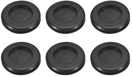 sourcing map 6Pcs Rubber Grommets 1-1/8 (30mm) Drill Hole, 1 (25mm) ID Double Sided Hole Plugs Ring Gasket for Firewall Cable Wire Protecting, Black