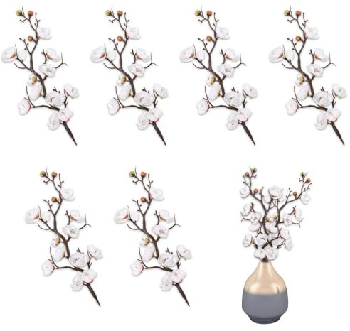 LDBKLGHJ Branche Artificielle Fausse Fleur - Ensemble de 6 Branches Décoratives en Bois, Rose et Fleurs de Cerisier Artificielles pour Décoration Intérieure, Adapté aux Petits Vases